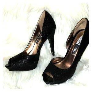 Black glittery heels